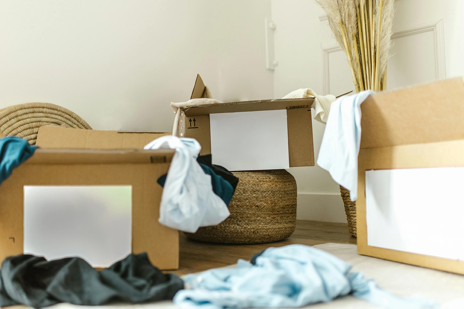 boxes-with-rags-clothes-and-fabrics