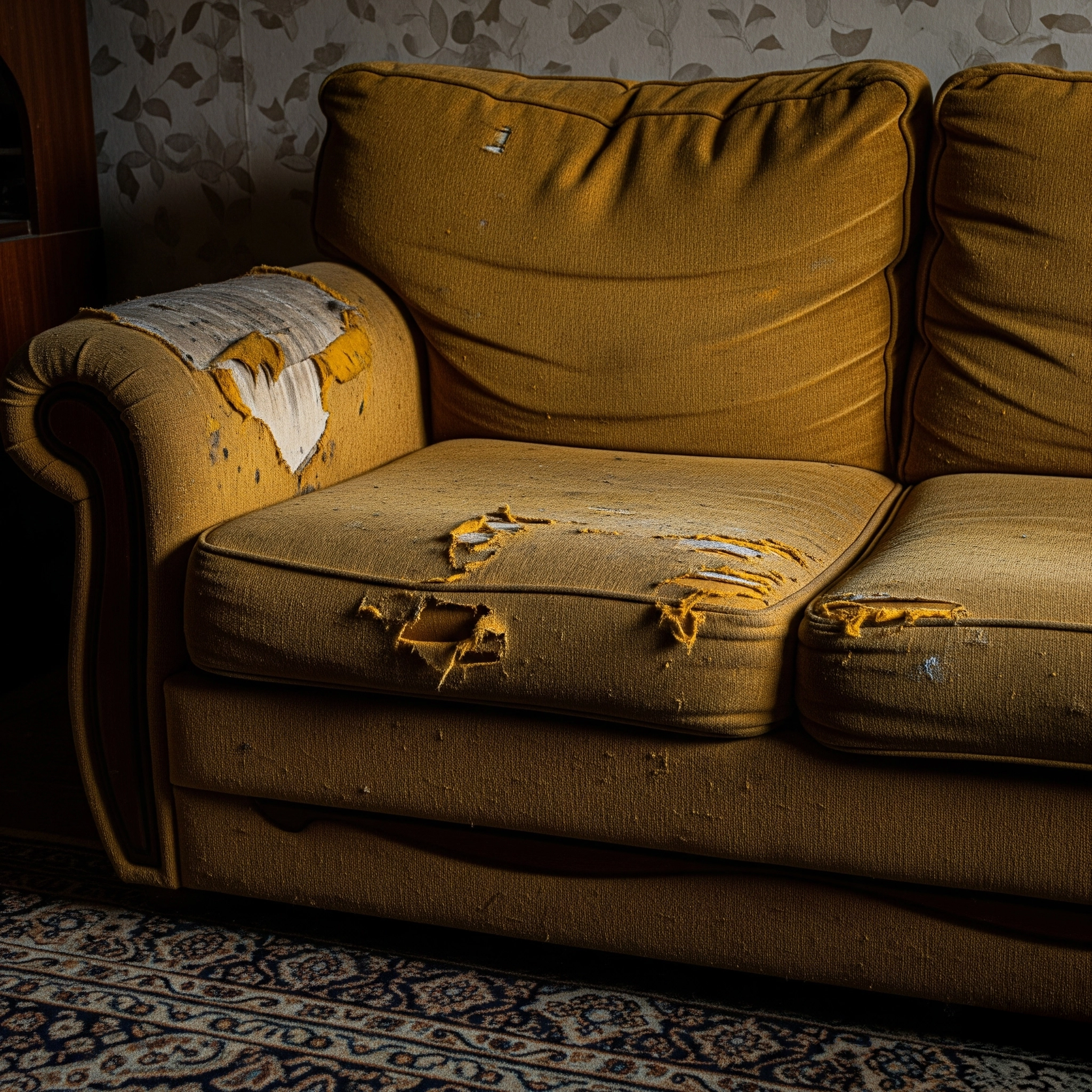 old-torn-yellow-couch